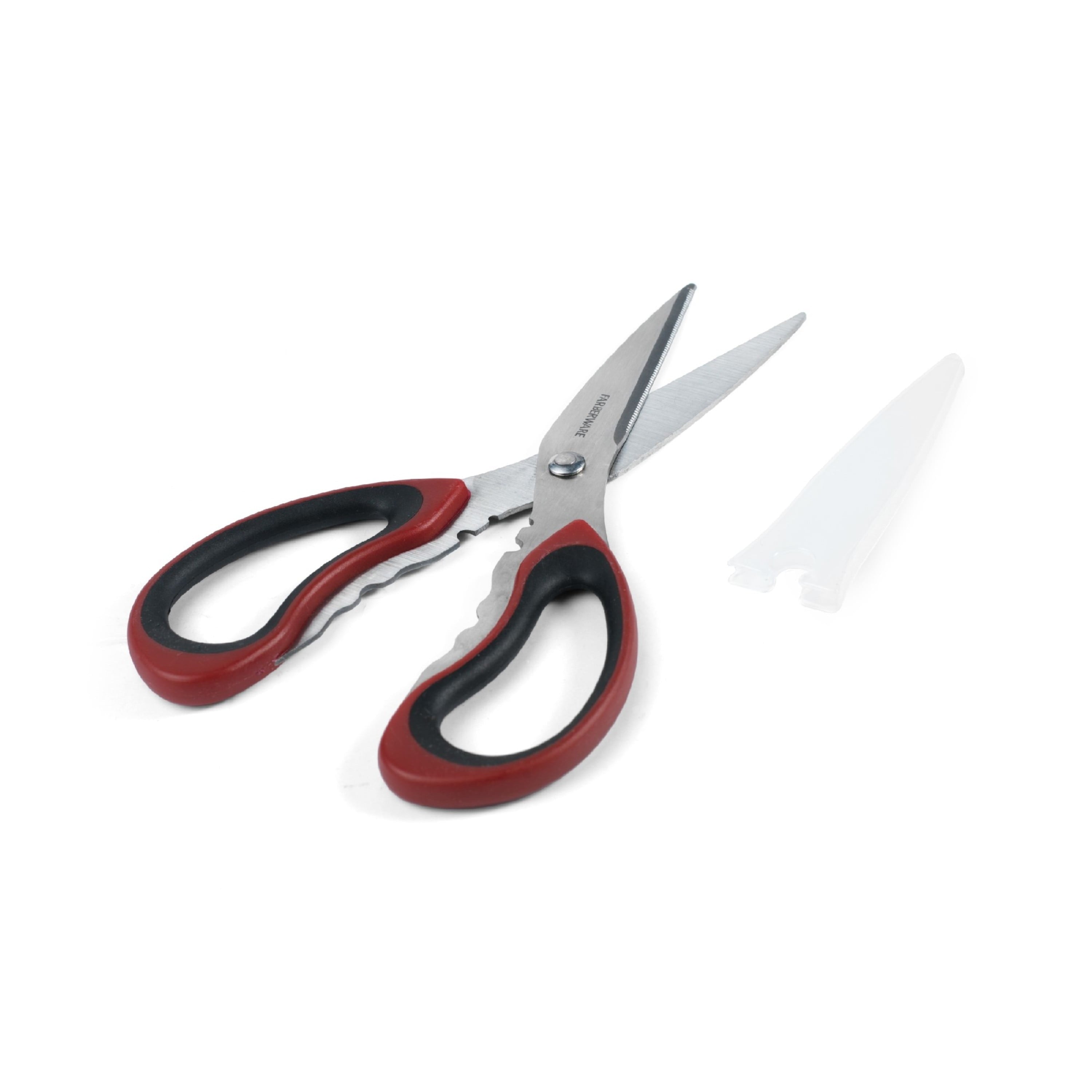 Premium Kitchen Stainless Steel Kitchen and Herb Shears with Red and Black Handle - Kitchen Gadget Tool for Quick Food Prep Detail
