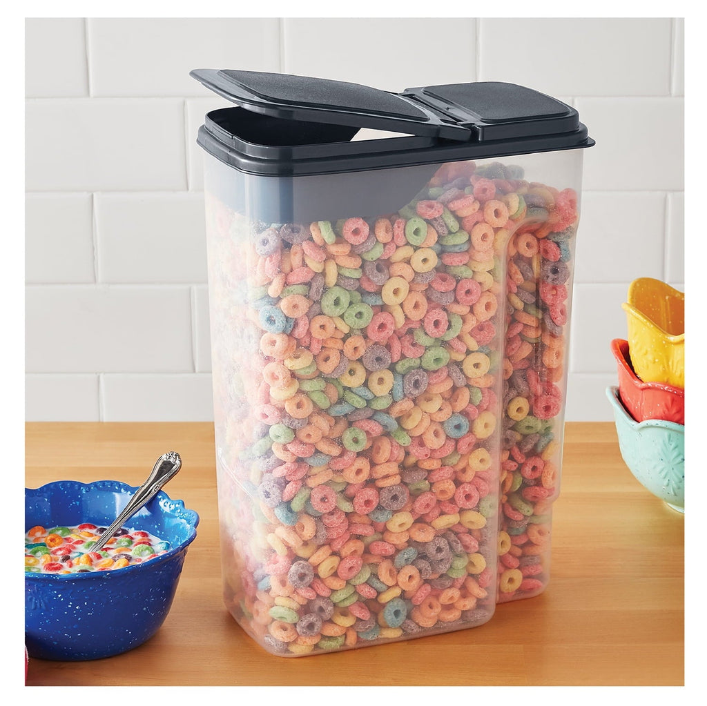 Playful Geometric Plastic Cereal Dispenser with Lid, 32 Cup Airtight Cereal Storage Container for Pantry Organization and Dry Foo... - Fun Food Fidget Cookie Squishable Toy Detail