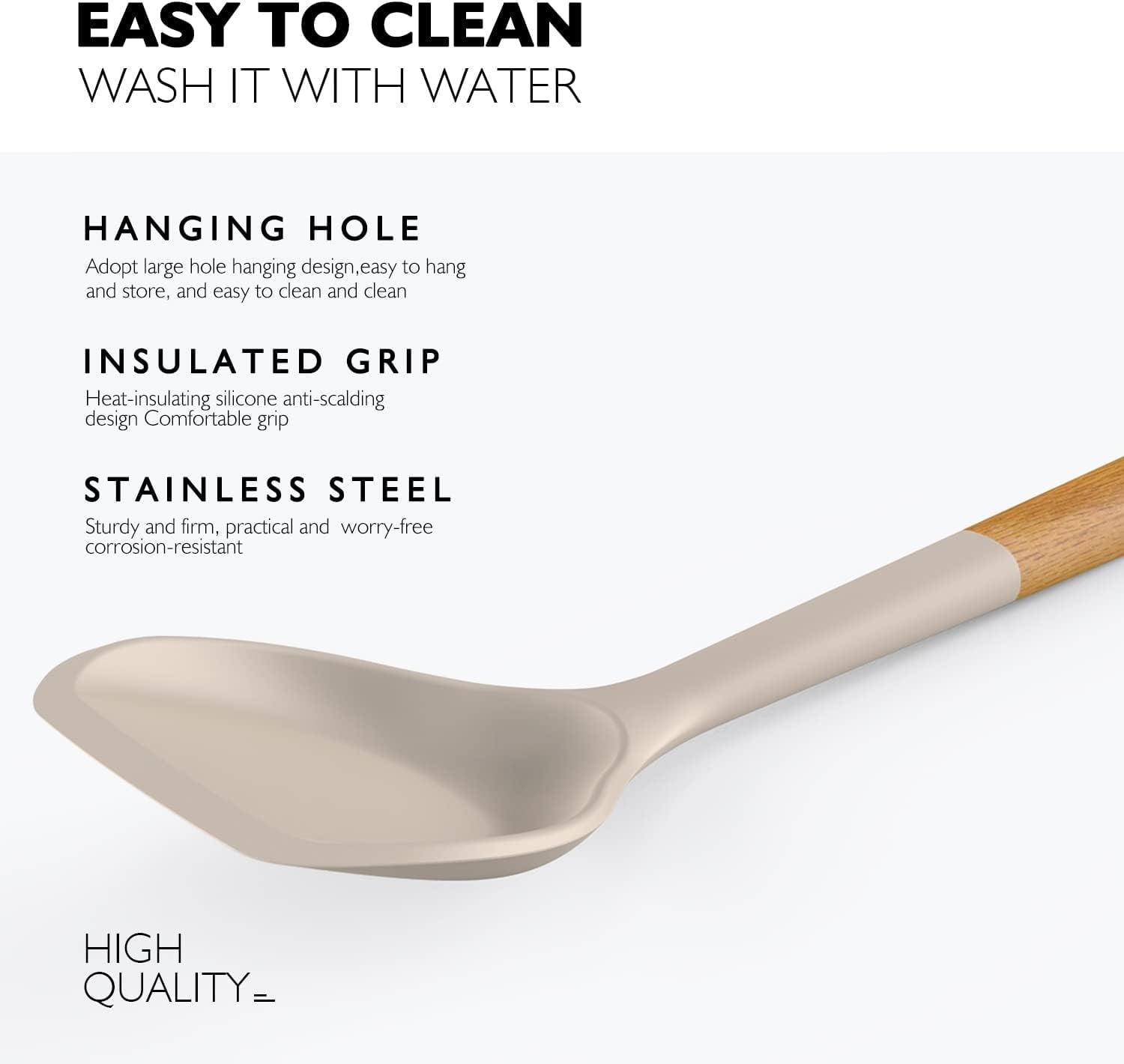 Professional Grade Large Silicone Cooking Utensils - Heat Resistant Kitchen Utensil Set with Wooden Handles, Spatula,Turner, Slotted Spo... - Professional Kitchen Tool for Culinary Enthusiasts Detail