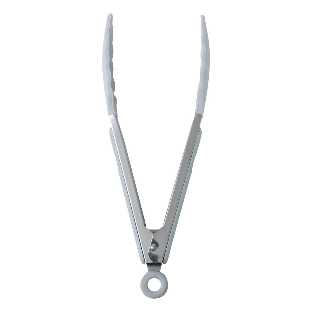 High-Precision 9" Stainless Steel and Silicone Locking Tongs, Soft Grip Handle, Grey Flannel - High-Precision Culinary Tool for Baking & Cooking Detail
