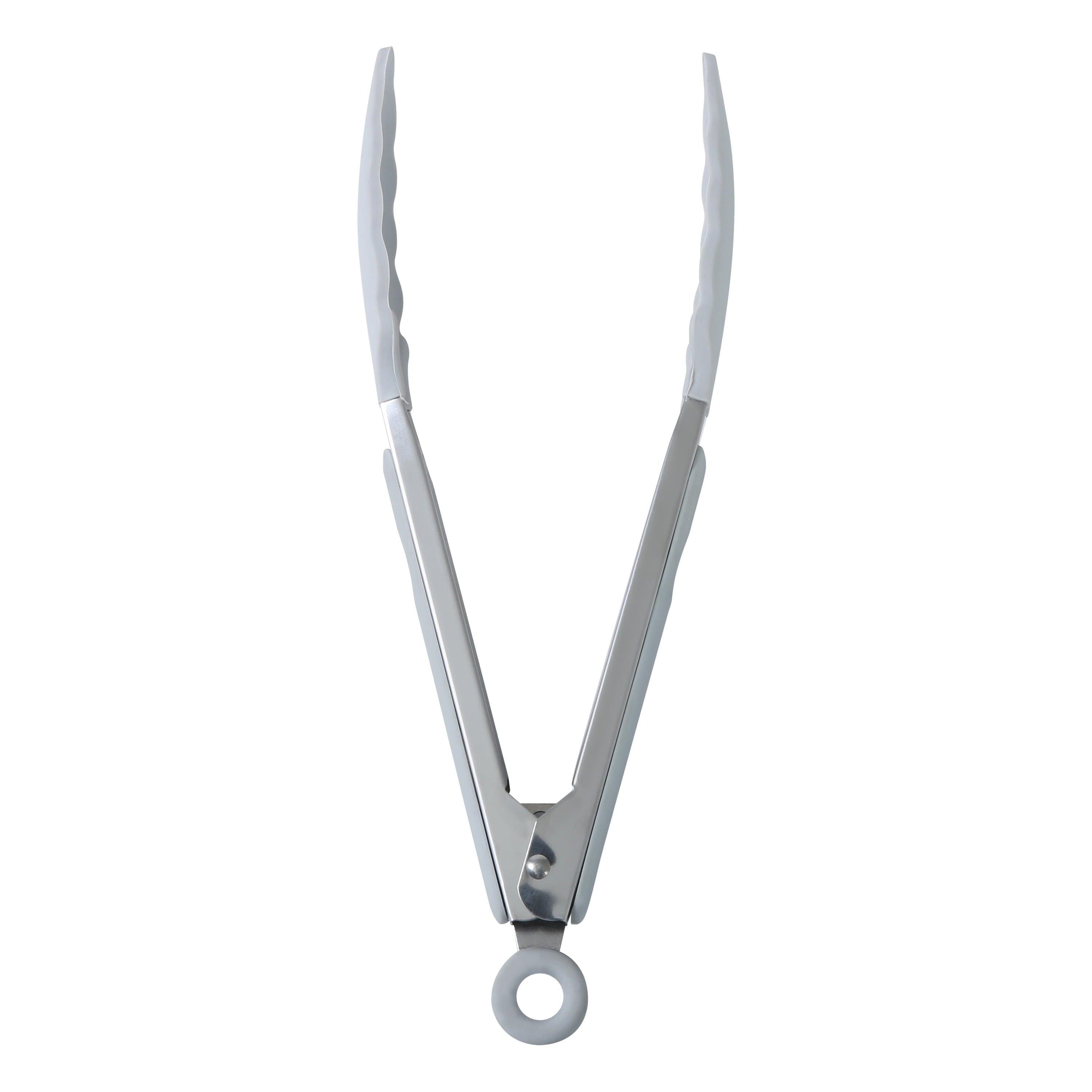 High-Precision 9" Stainless Steel and Silicone Locking Tongs, Soft Grip Handle, Grey Flannel - High-Precision Culinary Tool for Baking & Cooking Detail