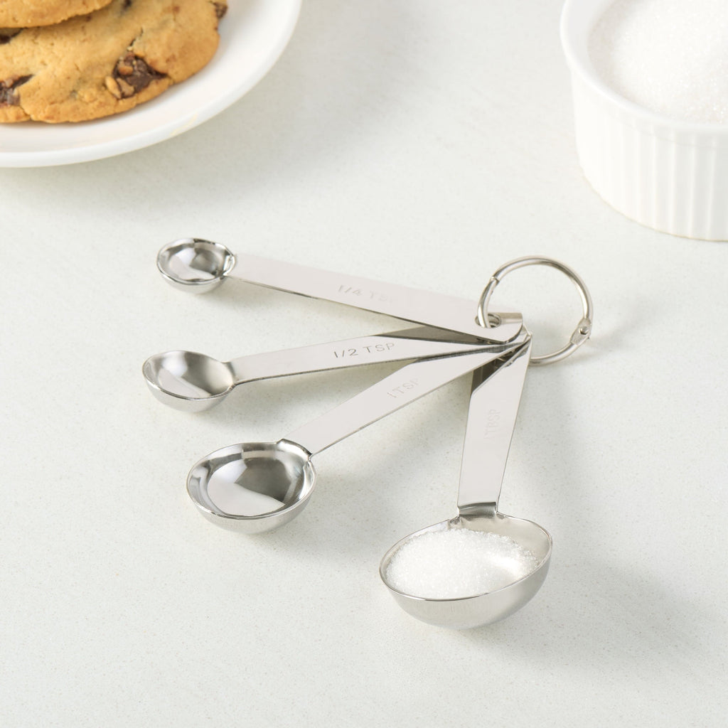 Time-Saving Kitchen Stainless Steel 4-Piece Nesting Measuring Spoons Set, Stainless Steel Finish - Multi-Functional Manual Food Chopper & Slicer Detail