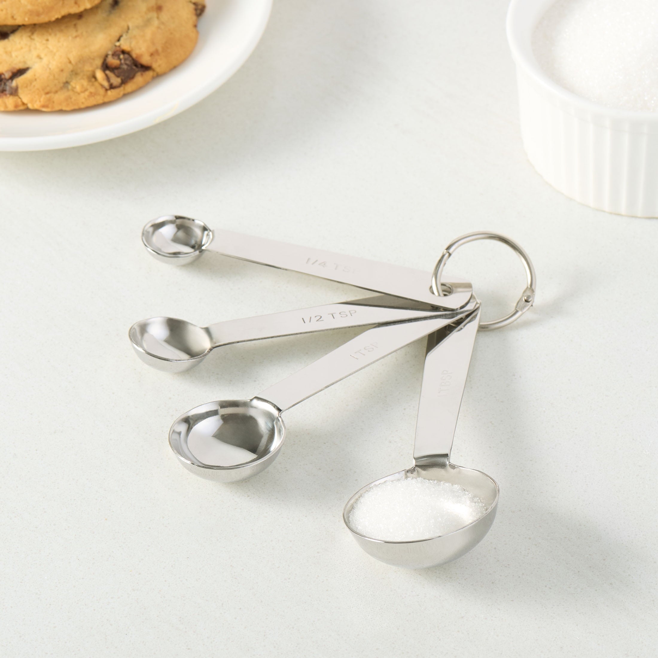 Time-Saving Kitchen Stainless Steel 4-Piece Nesting Measuring Spoons Set, Stainless Steel Finish - Multi-Functional Manual Food Chopper & Slicer Detail