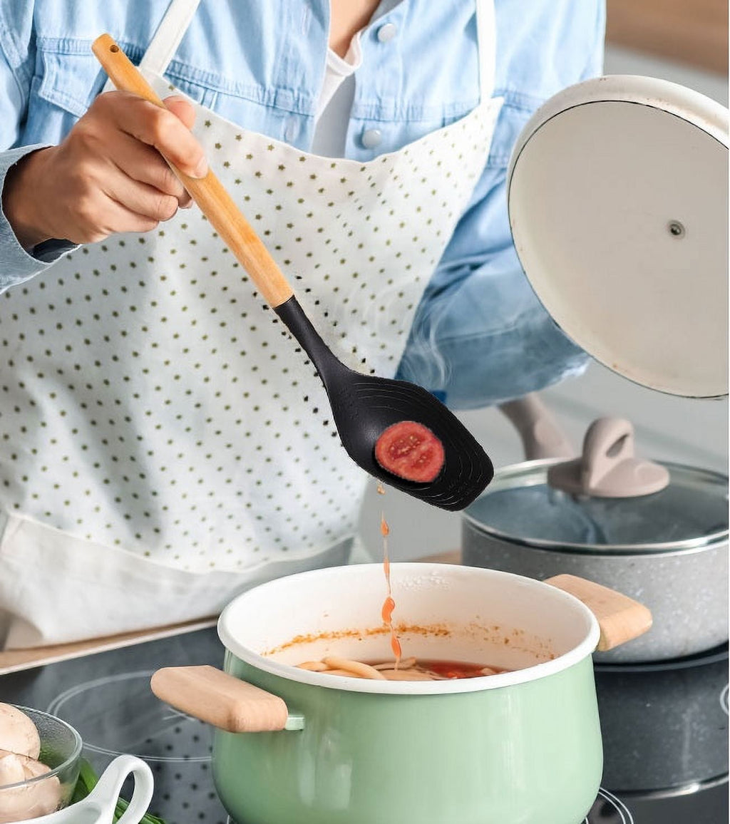 Durable Steel with Bamboo Handle, Ideal for Cooking , 13in L - Multi-Purpose Hand Tool for Daily Meal Prep Detail