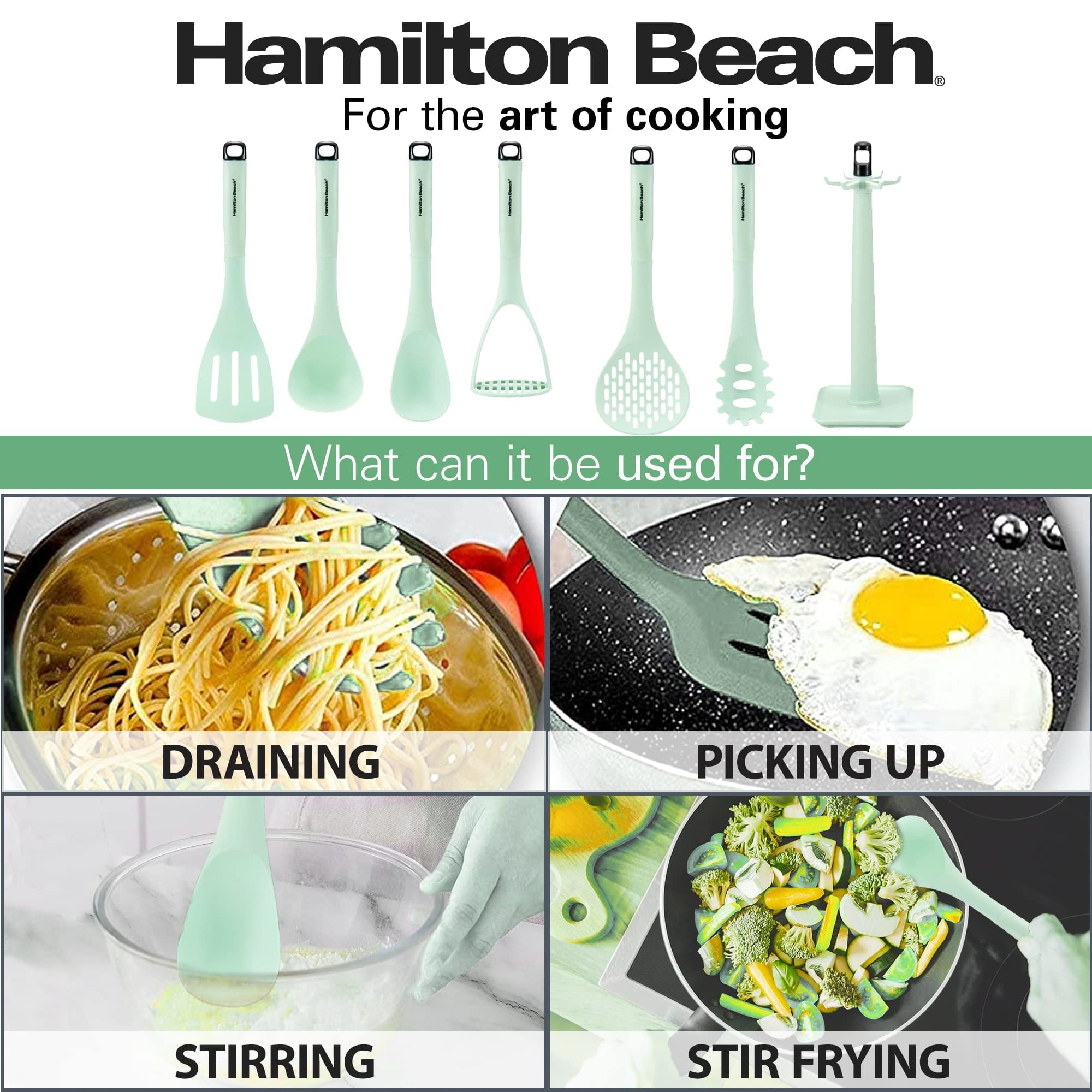 Seamless One-Piece Kitchen Utensil Set 7 Piece | Cooking Utensil set Slotted turner, Ladle Skimmer, Pasta Server, Potato Masher, S... - Heat-Resistant Silicone Cooking Spatula Turner Detail