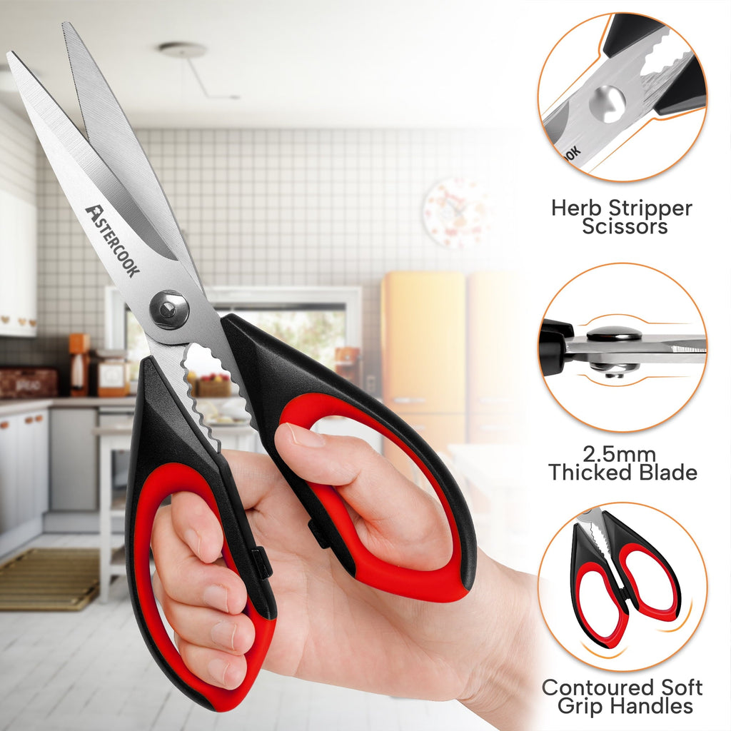 Multi-Functional 2 Pcs Kitchen Scissors, Heavy Duty Shears with Serrated Blade, Ergonomic Handle Food Scissor for Poultry, H... - Innovative Kitchen Helper for Modern Cooking Detail