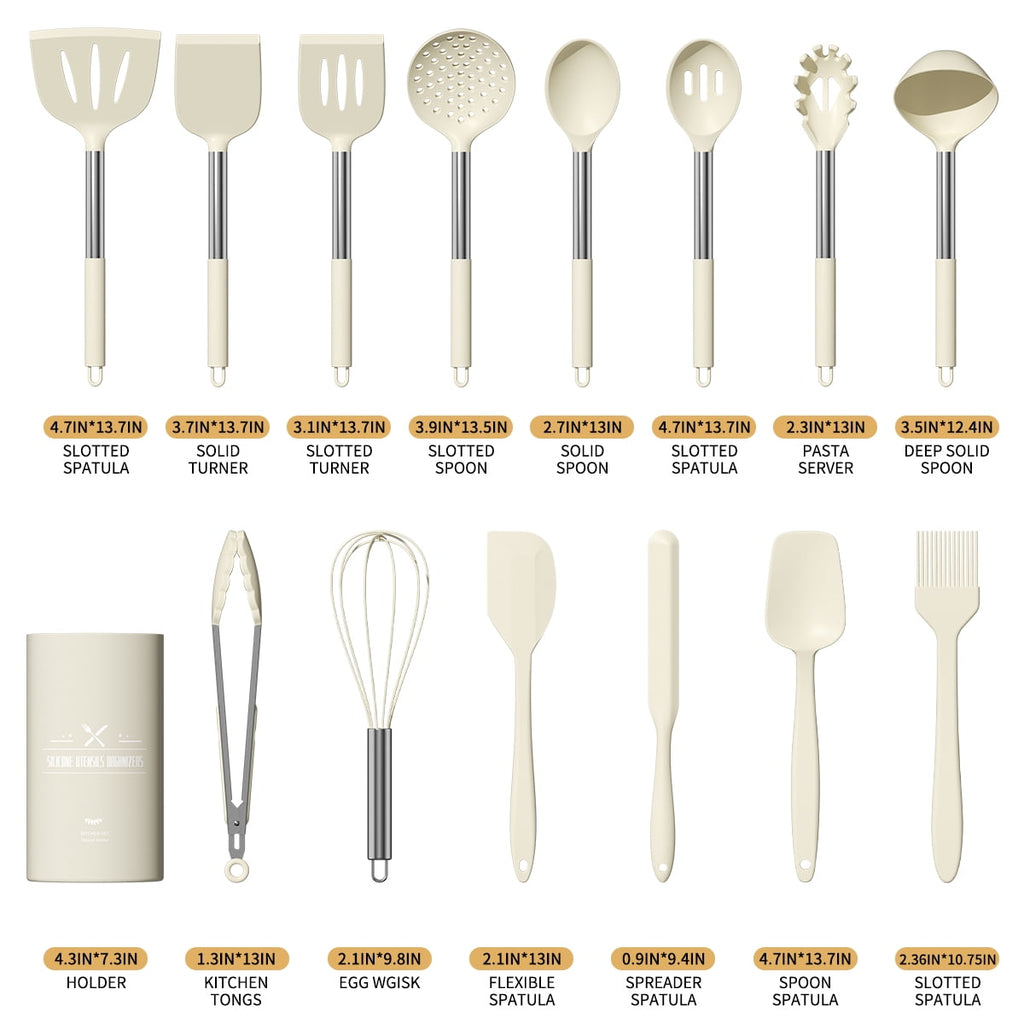 Ergonomic Cooking Silicone Cooking Utensil Set, 30 Pcs Kitchen Utensils Set with Stainless Steel Handle, Food Grade Silicone Spatula Se... - Durable Turner & Ladle Utensil Set for Home Chefs Detail