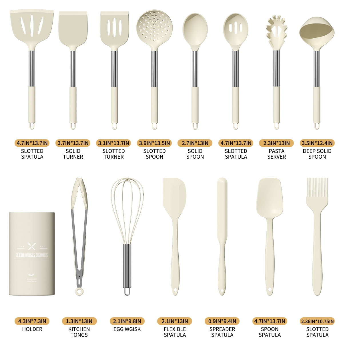Ergonomic Cooking Silicone Cooking Utensil Set, 30 Pcs Kitchen Utensils Set with Stainless Steel Handle, Food Grade Silicone Spatula Se... - Durable Turner & Ladle Utensil Set for Home Chefs Detail