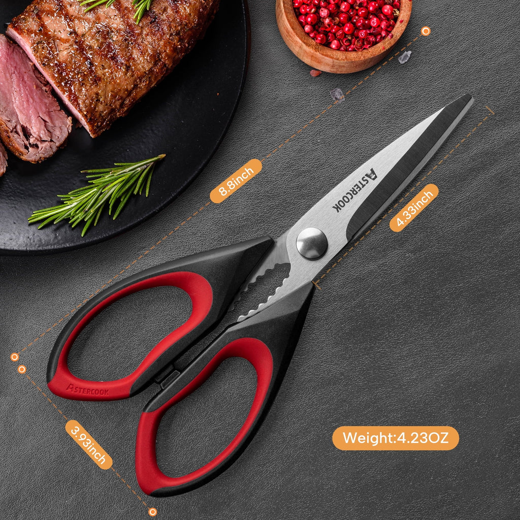 Multi-Functional 2 Pcs Kitchen Scissors, Heavy Duty Shears with Serrated Blade, Ergonomic Handle Food Scissor for Poultry, H... - Innovative Kitchen Helper for Modern Cooking Detail