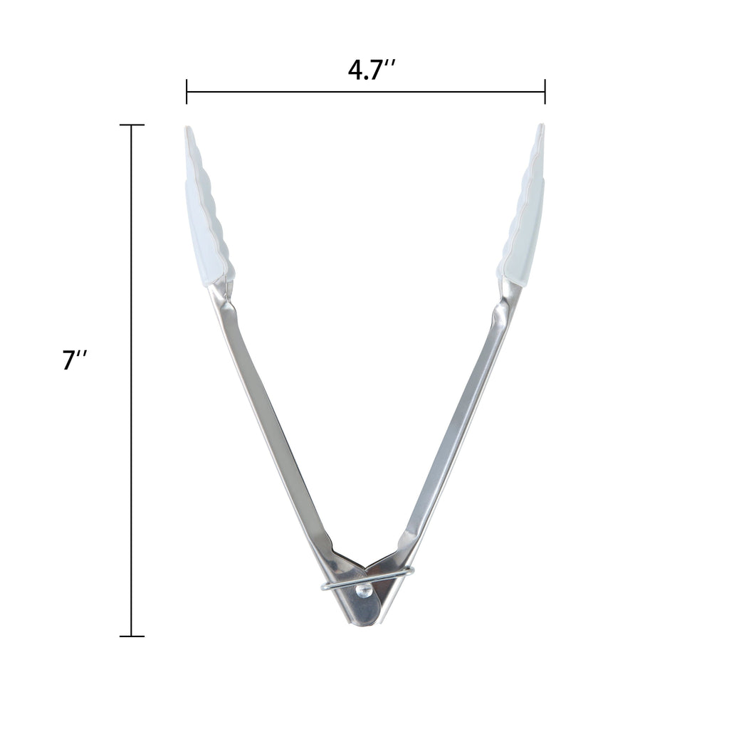 Heavy Duty Stainless Steel and Silicone Mini Food Tongs Grey - High-Precision Culinary Tool for Baking & Cooking Detail