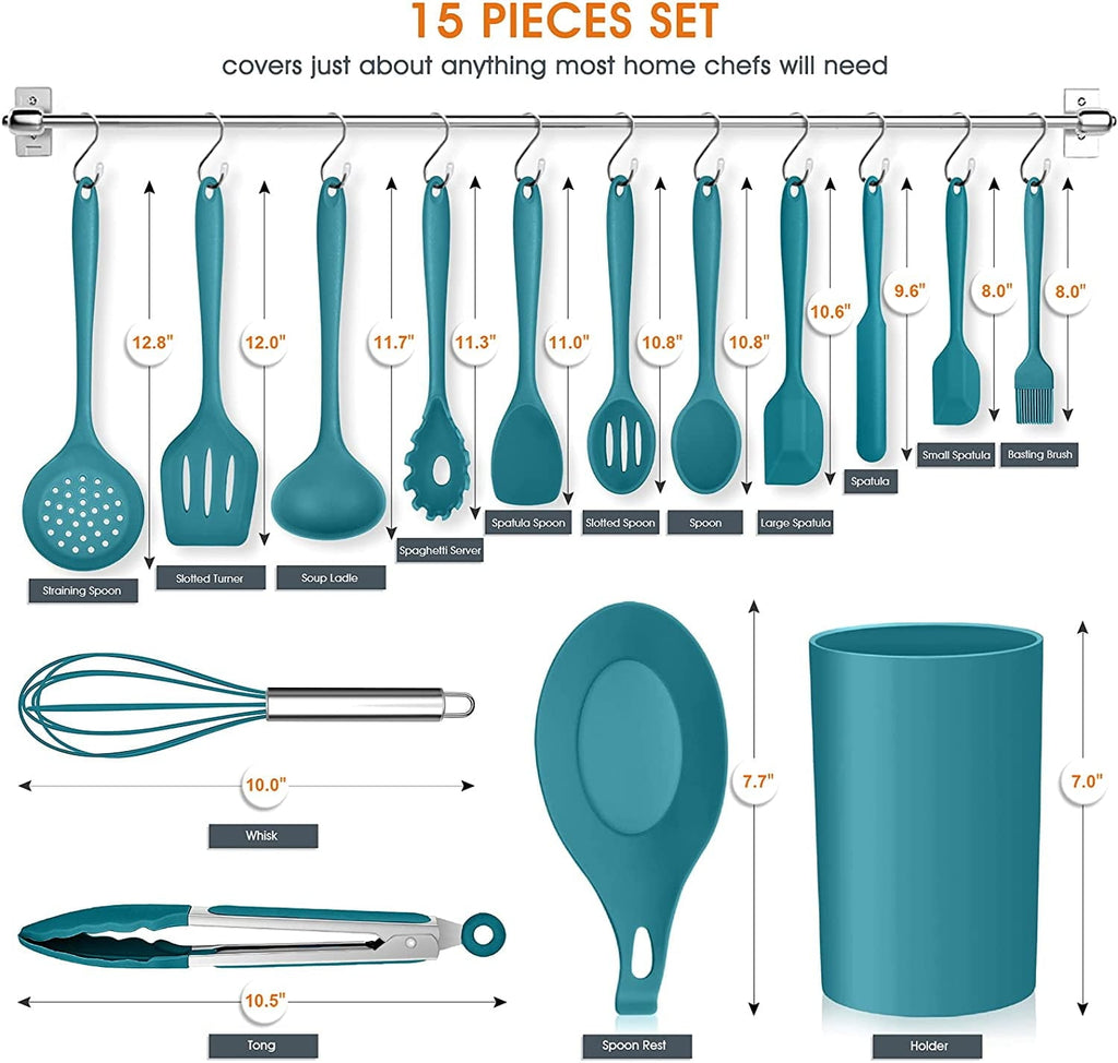 Durable Steel 15-Piece Kitchen Utensils Set, Silicone Cooking Utensils with Holder, Non-stick Cookware Friendly & Heat Resistant - ... - Heavy Duty Stainless Steel Kitchen Shears Detail