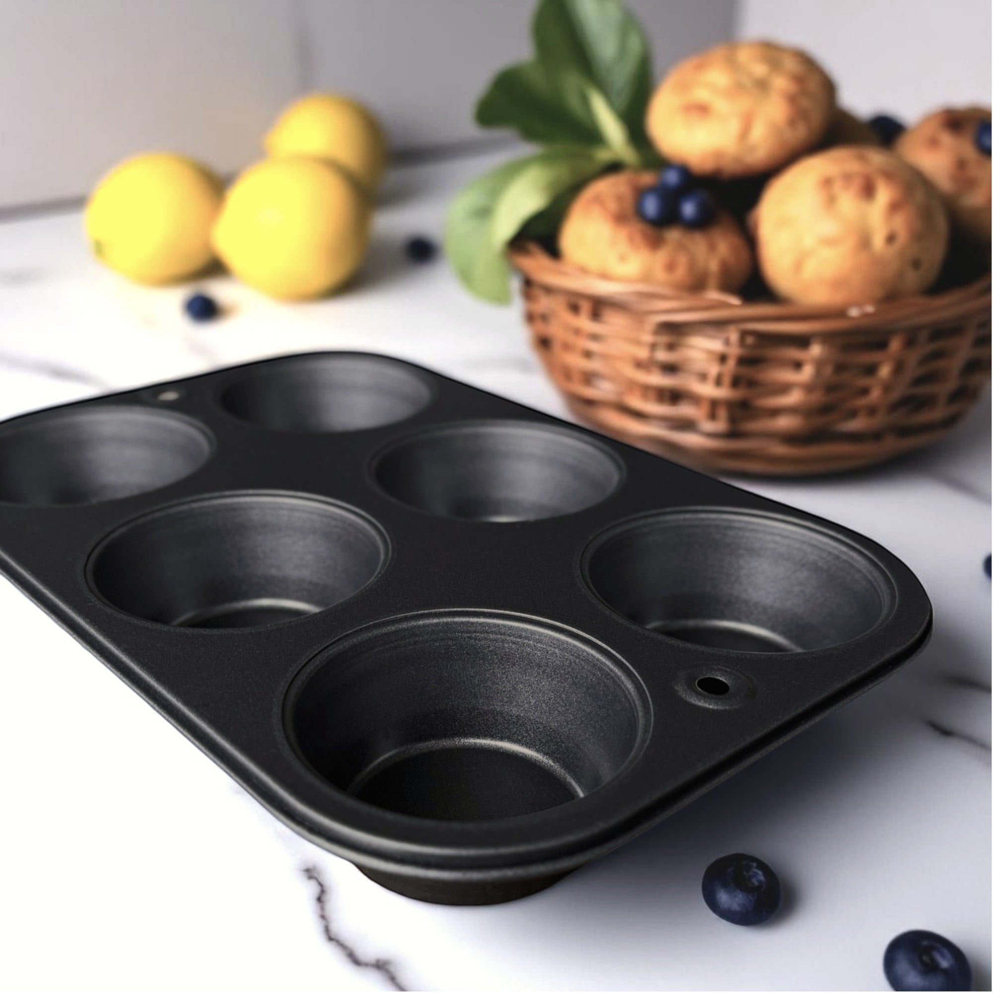 Multi-Functional 6-Cup Nonstick Steel Muffin Pan, 2.9" Cup, Gray, 1 Count - Multi-Functional Manual Food Chopper & Slicer Detail