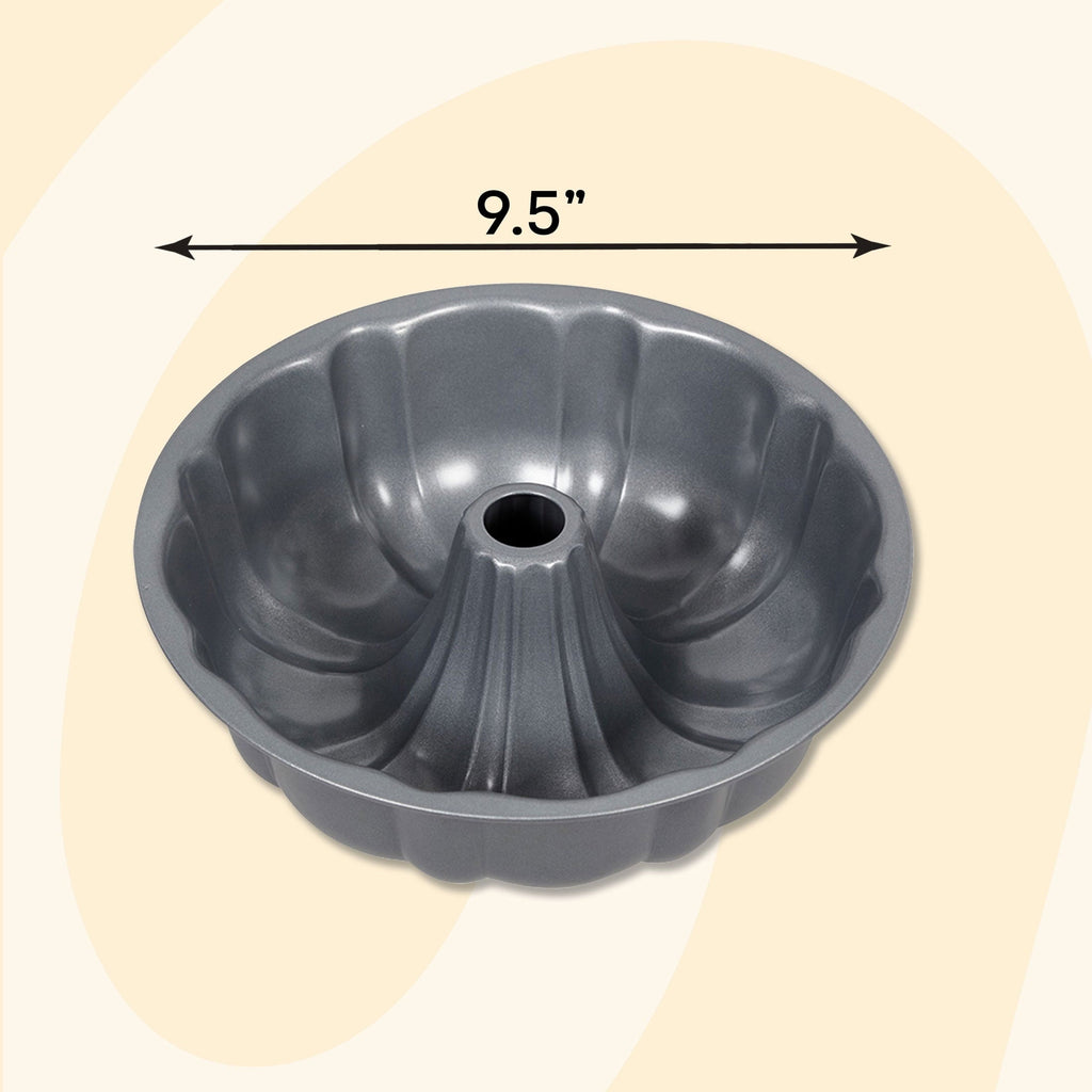 Ergonomic Manual Everyday Non-Stick Bundt Cake Pan 9.51" Fluted Tube Baking Pan, Packaging May Vary - Kitchen Gadget Tool for Quick Food Prep Detail