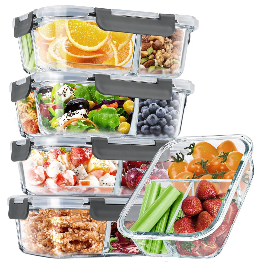 Whimsical Doughnut 8 Pcs Glass Food Storage Containers with Lids, 2 & 3 Compartment Glass Airtight Meal Prep Containers (4 Containers & ... - Fun Food Fidget Cookie Squishable Toy Detail