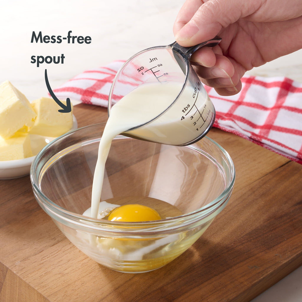 Time-Saving 1/4C Plastic Mini Measuring Cup, Black/Transparent - Premium Stainless Steel Garlic Presser & Peeler Detail