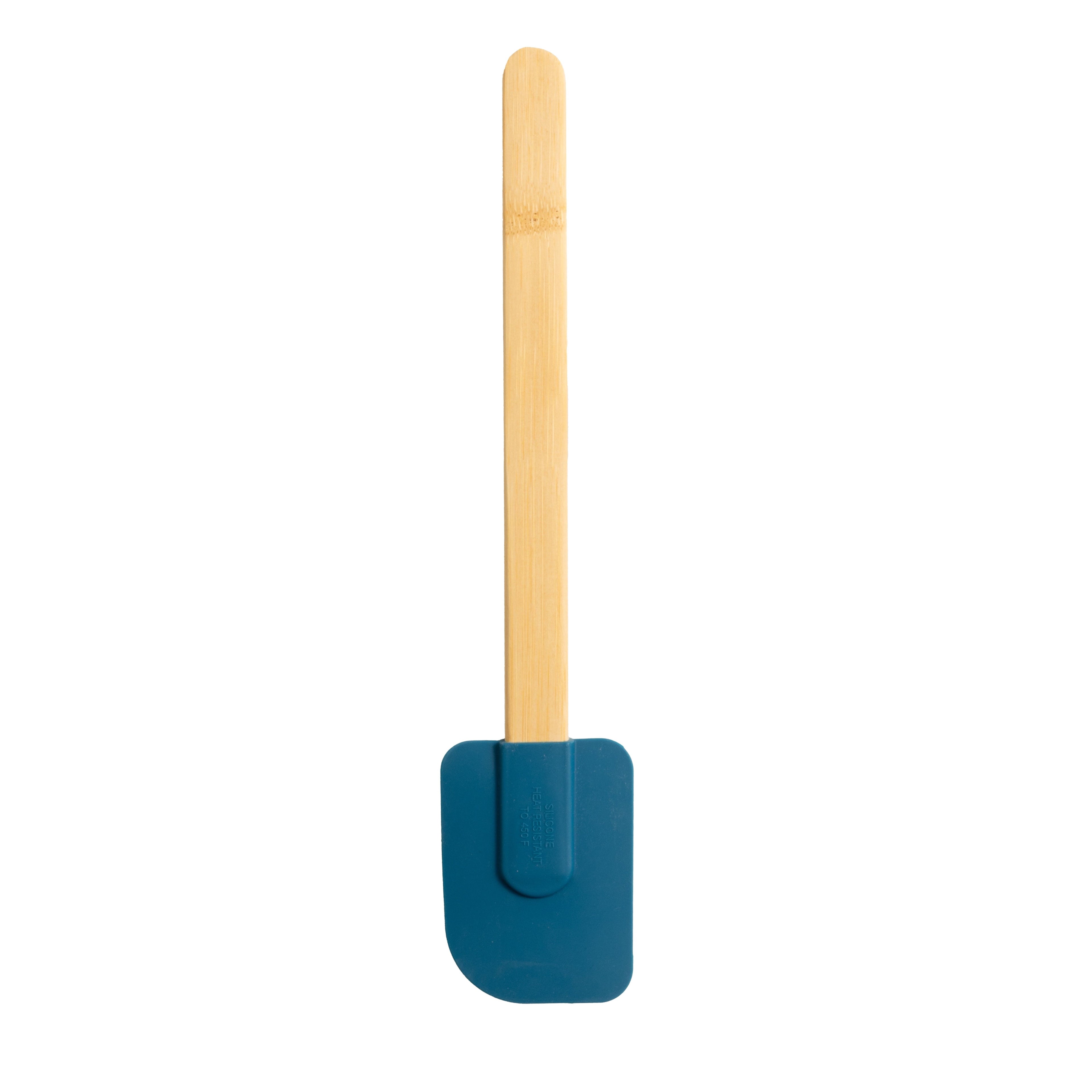 Heavy Duty Silicone Spatulas Set 4 with Bamboo Handles, Blue - Multi-Purpose Hand Tool for Daily Meal Prep Detail