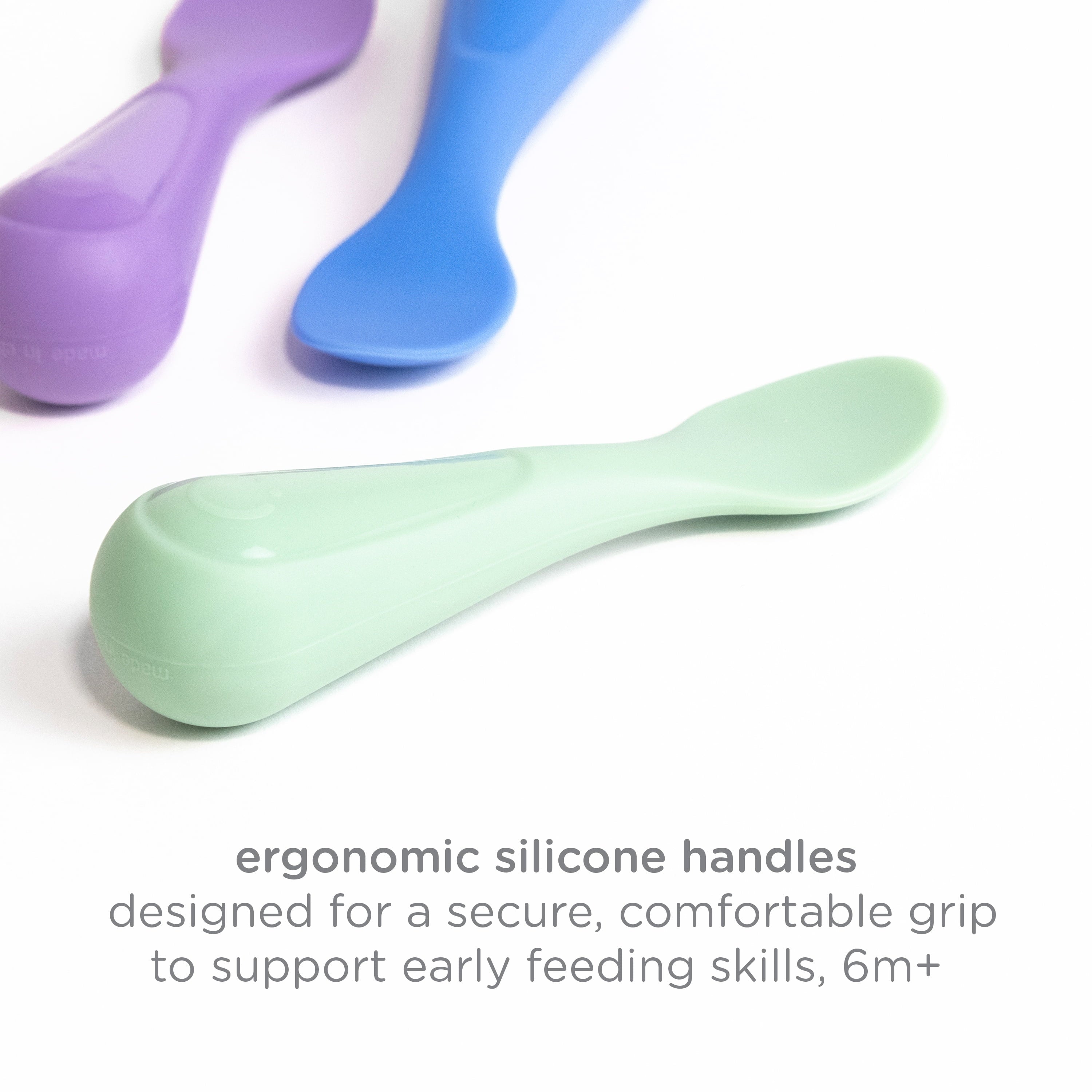 Durable Steel Silicone Toddler Training Spoons, Baby, Silicone Flatware Sets, 3 Pack - High-Precision Culinary Tool for Baking & Cooking Detail