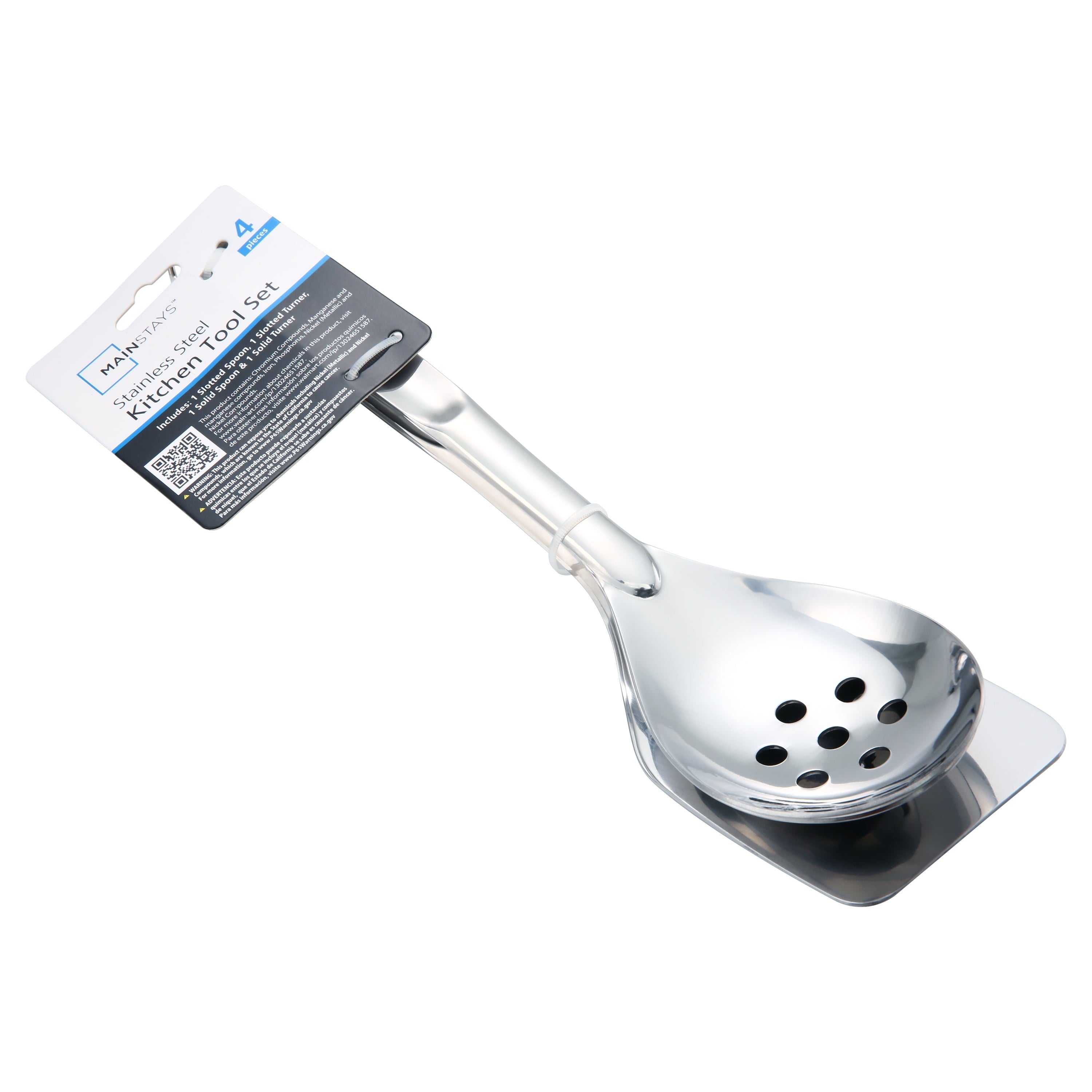 Ergonomic Cooking Stainless Steel 4-Piece Utensil Set: Includes Spatula, Slotted Spatula, Spoon, and Slotted Spoon - Ergonomic Kitchen Tongs and Cooking Spoon Utensil Detail