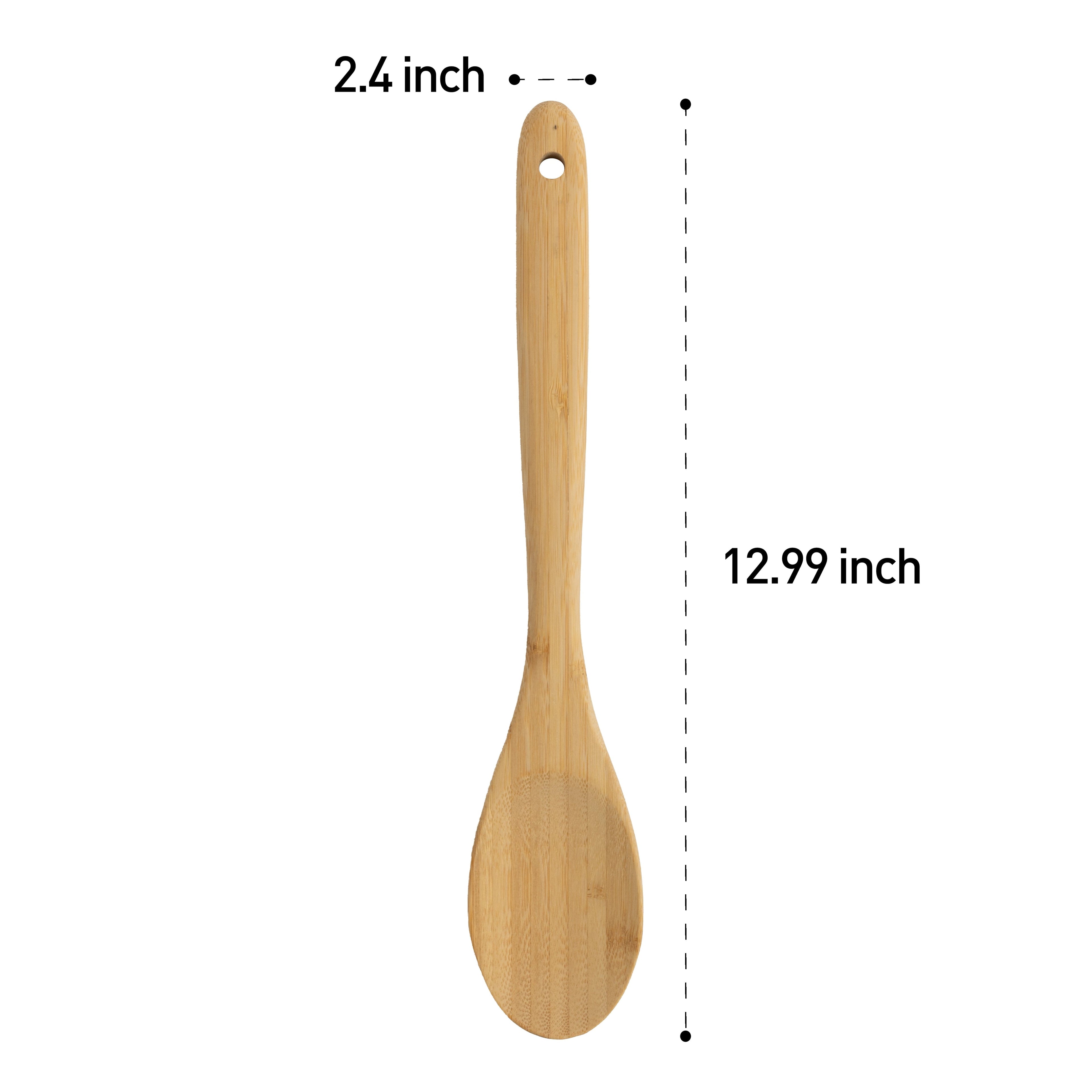 Professional Grade Bamboo Cooking Spoon Natural Bamboo Crafted, 13" L, Kitchen Prep - Multi-Purpose Hand Tool for Daily Meal Prep Detail