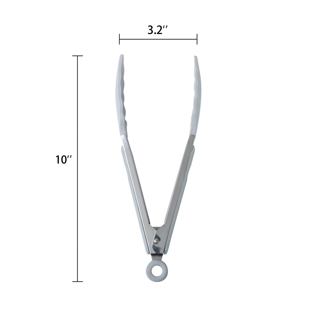 High-Precision 9" Stainless Steel and Silicone Locking Tongs, Soft Grip Handle, Grey Flannel - High-Precision Culinary Tool for Baking & Cooking Detail