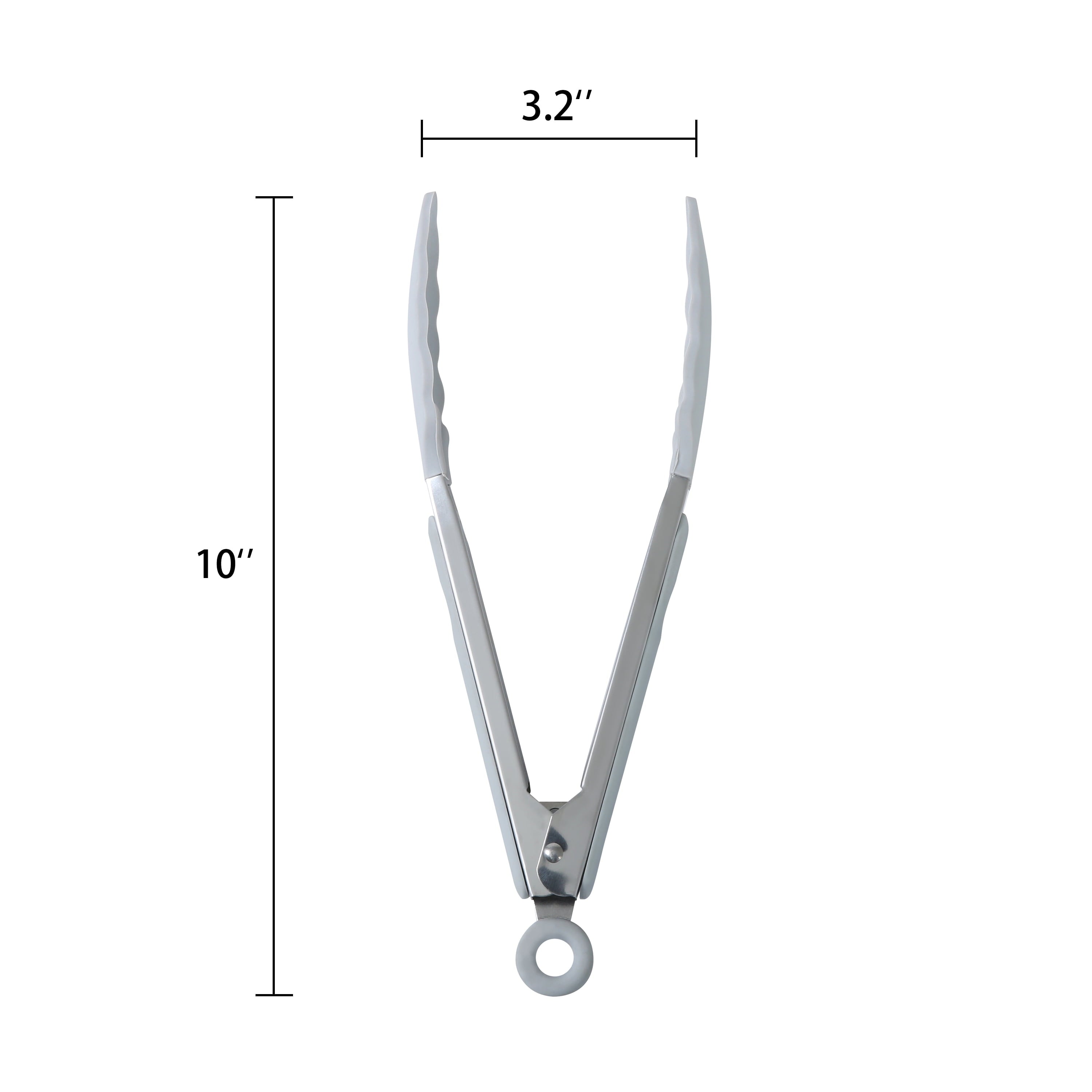 High-Precision 9" Stainless Steel and Silicone Locking Tongs, Soft Grip Handle, Grey Flannel - High-Precision Culinary Tool for Baking & Cooking Detail