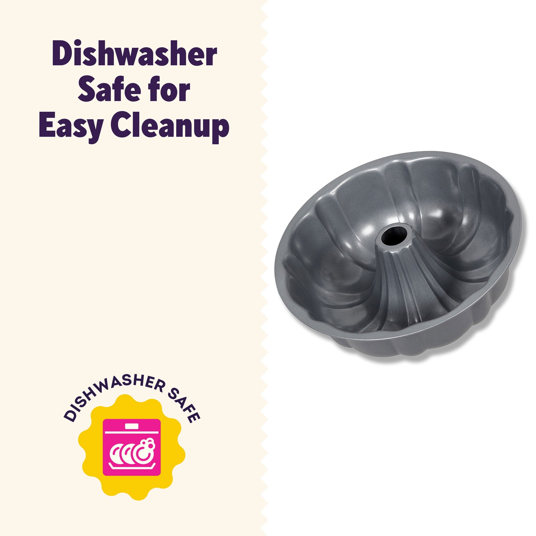 Ergonomic Manual Everyday Non-Stick Bundt Cake Pan 9.51" Fluted Tube Baking Pan, Packaging May Vary - Kitchen Gadget Tool for Quick Food Prep Detail
