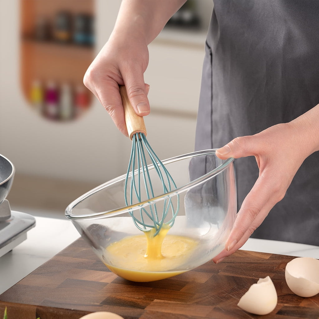 Seamless One-Piece Small Silicone Cooking Utensils with Holder Set (12Pack), Aqua Kitchen Tools with Wooden Handle for Nonstick... - Durable Turner & Ladle Utensil Set for Home Chefs Detail