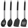 Seamless One-Piece Silicone Cooking Spatulas and Spoons, 4 Pack Heat Resistant Silicone Cooking Utensils Set, Non-stick Large Ki... - Premium Stainless Steel Cooking Utensil for Non-Stick Pots - Default Title